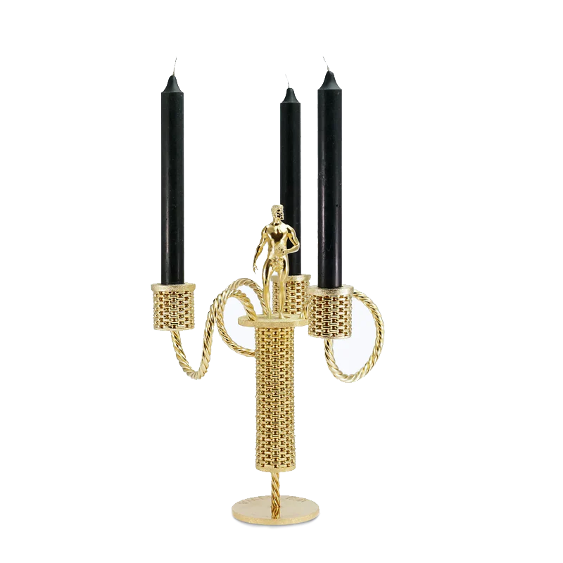 Charleston Adonis - Candelabro 3 Fuochi con statua maschile