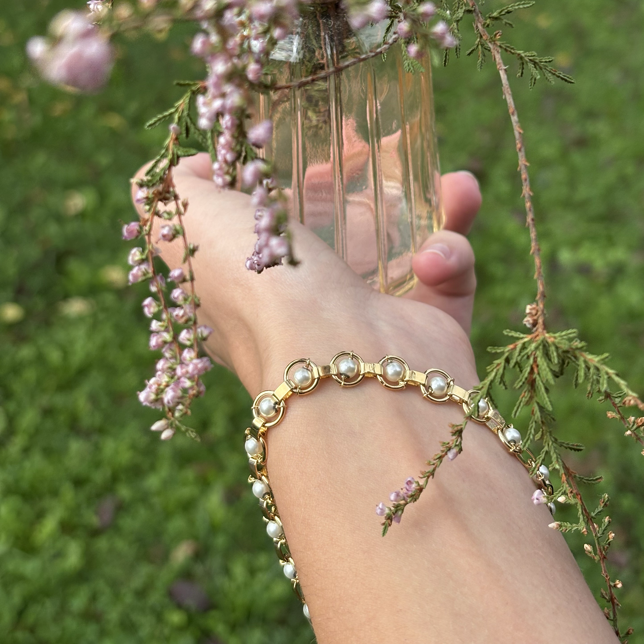 PERLE DENTRO CERCHI ORO BRACCIALE