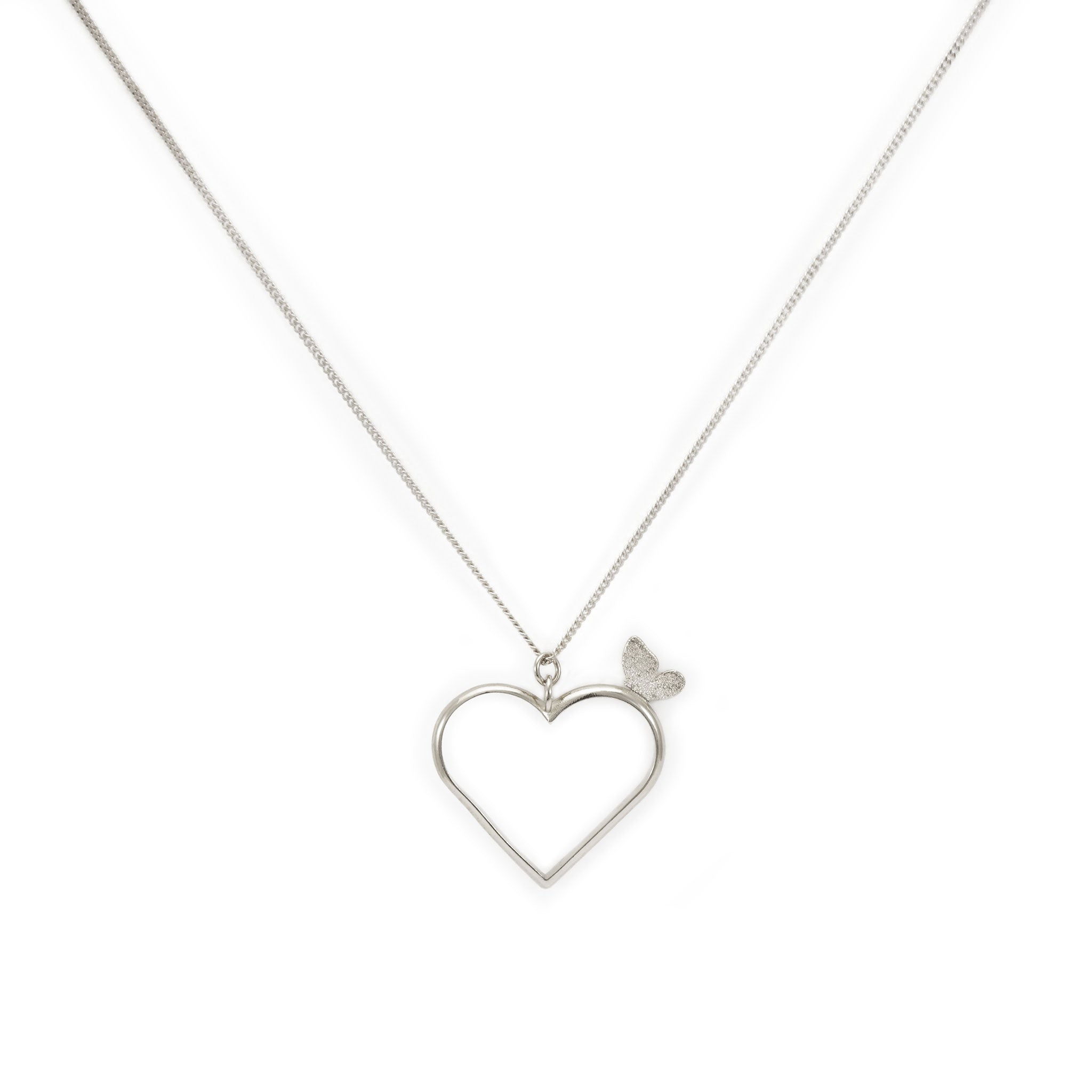 Butterfly Love - ciondolo con cuore e farfalla