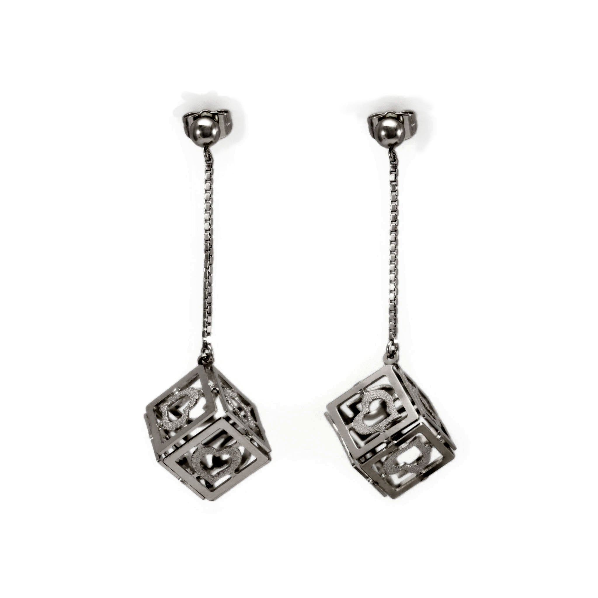 Kubo Libre - orecchini  pendente cubo con cuore